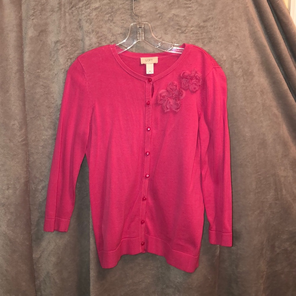 Loft pink button up cardigan